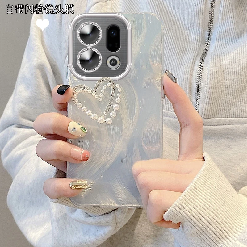全包摄像头OPPOFindX9手机壳珍珠爱心PLJ110软findx9pro羽纱新款