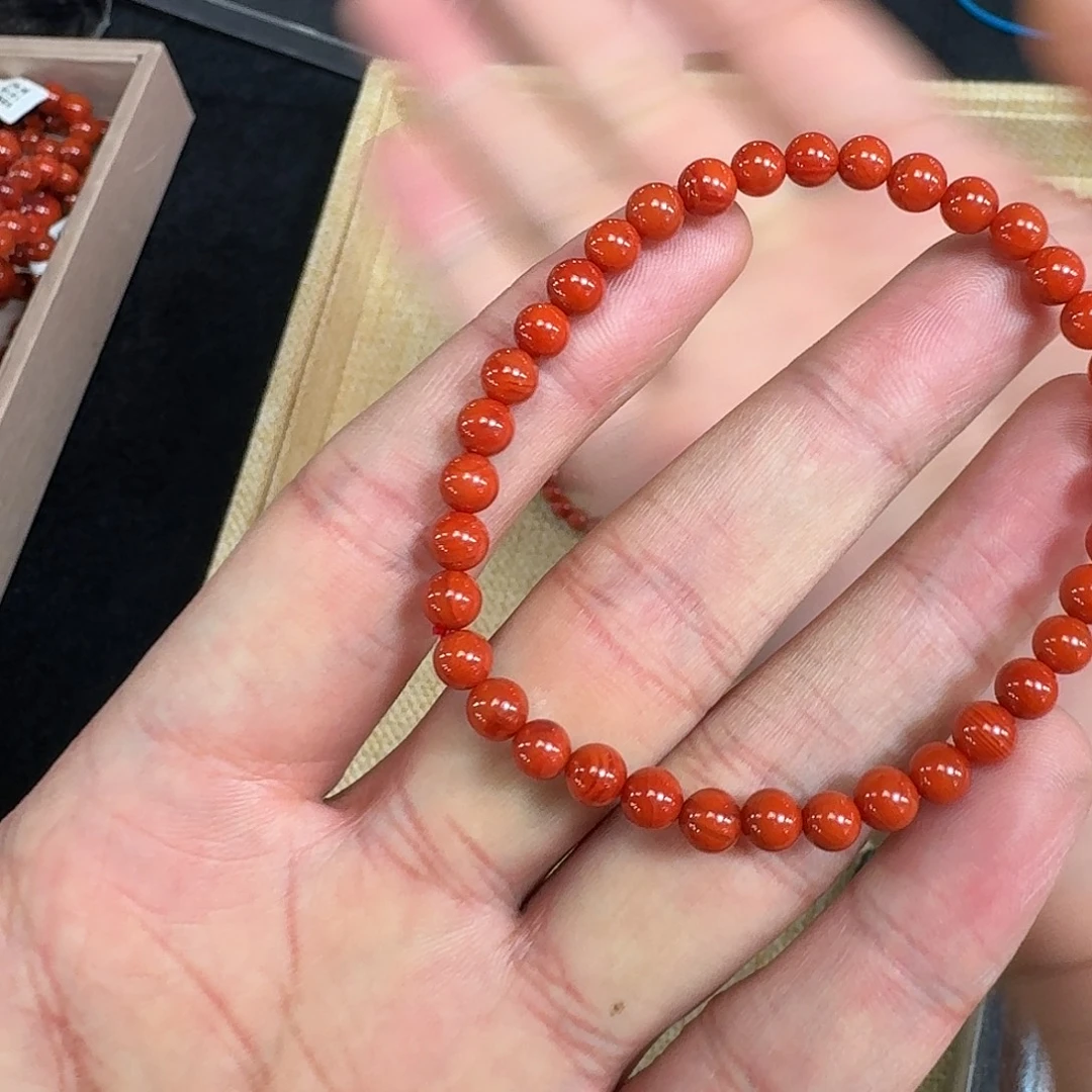 南红玛瑙未镶嵌手链原矿南红手串5mm瓦西柿子锦