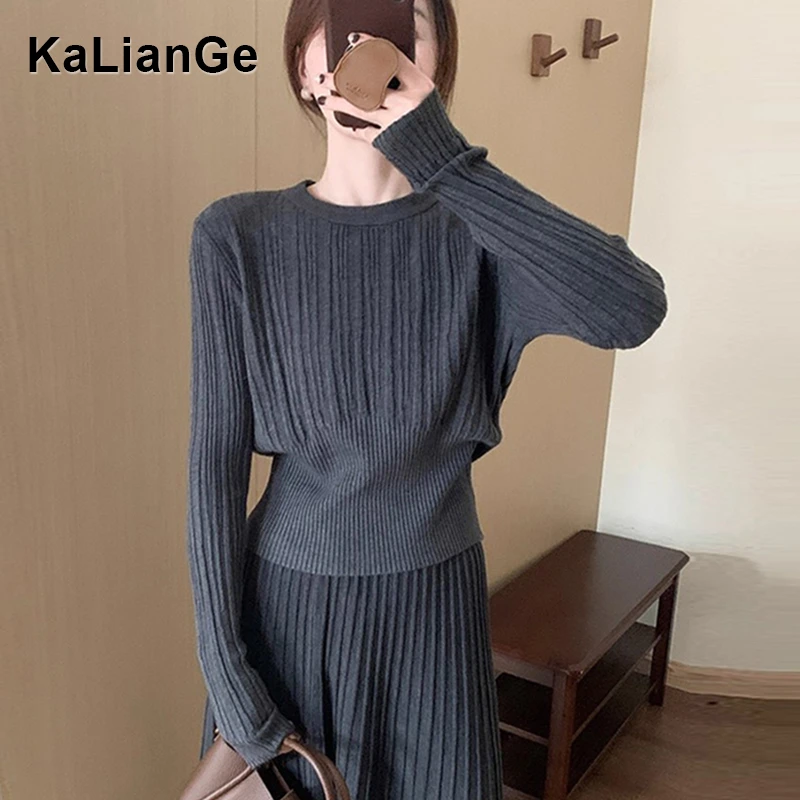 卡莲格/收腰圆领高级感软糯针织衫女秋季2025新款设计感内搭上衣