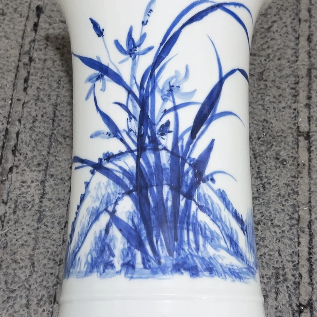 小***多花器青花兰花陶瓷花器微瑕
