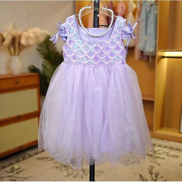 5337女童夏季美人鱼亮片网纱公主裙生日礼服蓬蓬裙25020003