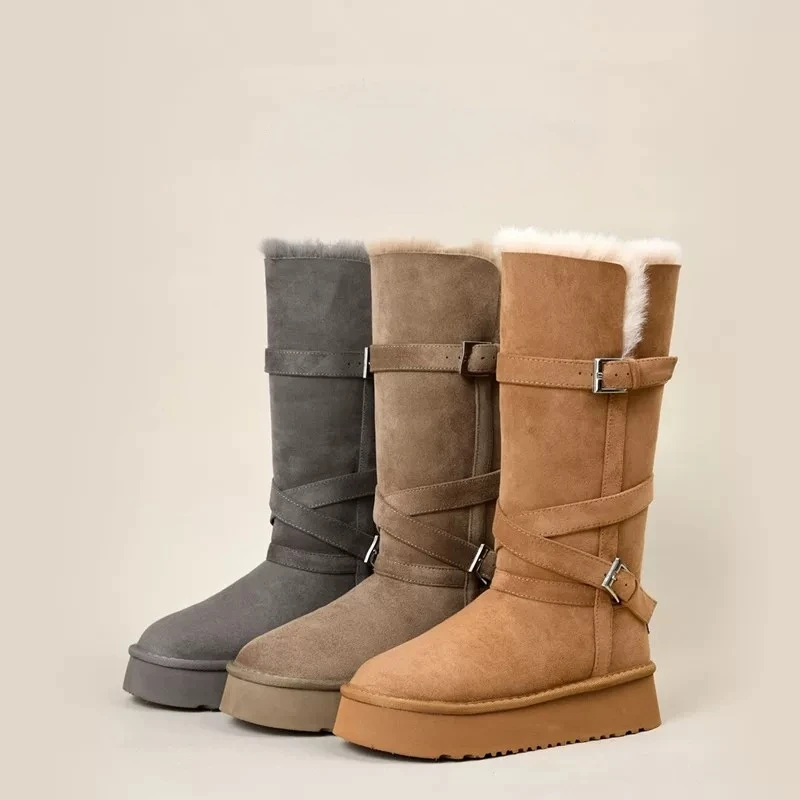 东北厚底雪地靴女冬季2025新款加绒保暖巨好看长筒靴棉靴女靴