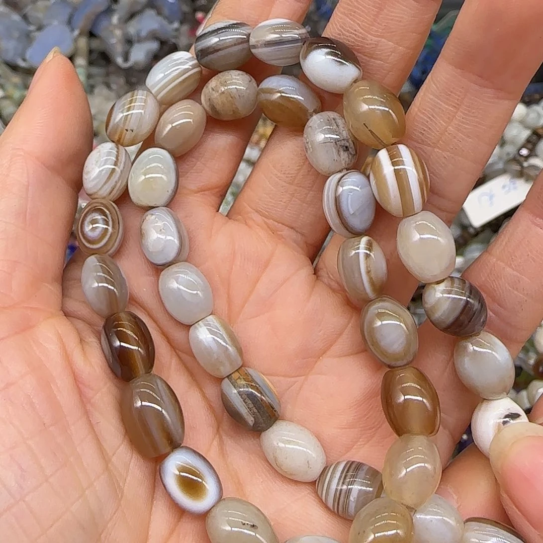 玛瑙/玉髓合金珠宝半成品羊板眼玛瑙手工枣珠8mm一条
