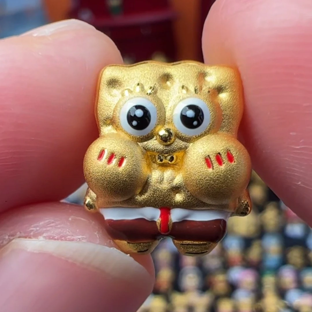 足金999黄金海绵宝宝手编转运珠