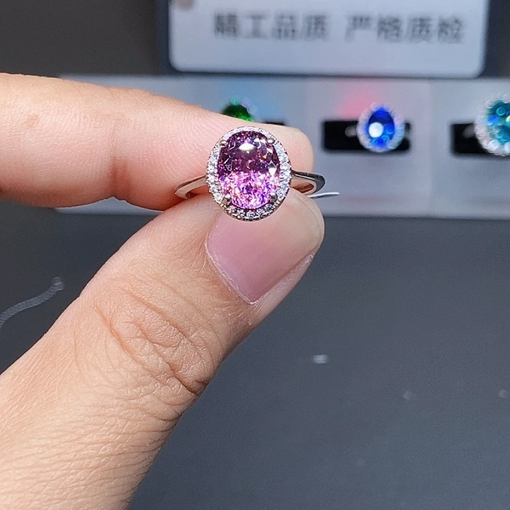 银S925镶嵌戒指碧玺