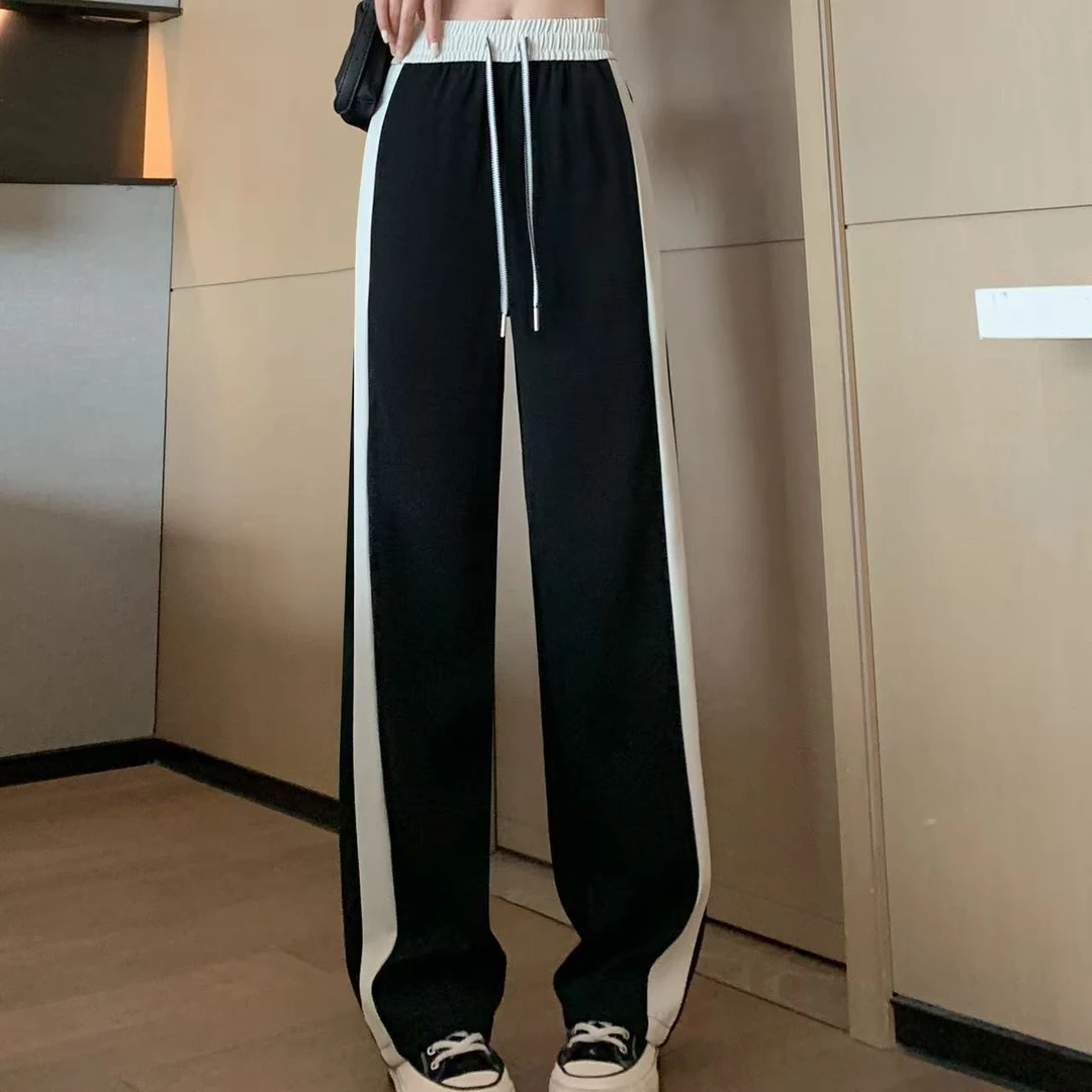 1233新西装休闲遮肉显瘦拼色拖地裤