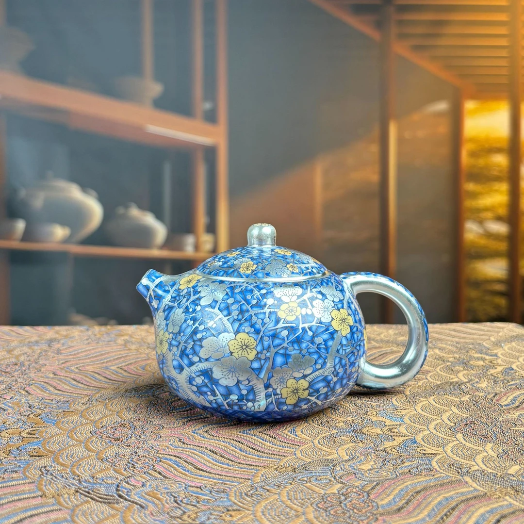 阿七的器 国宝窑瓷包银冰梅西施壶-c96