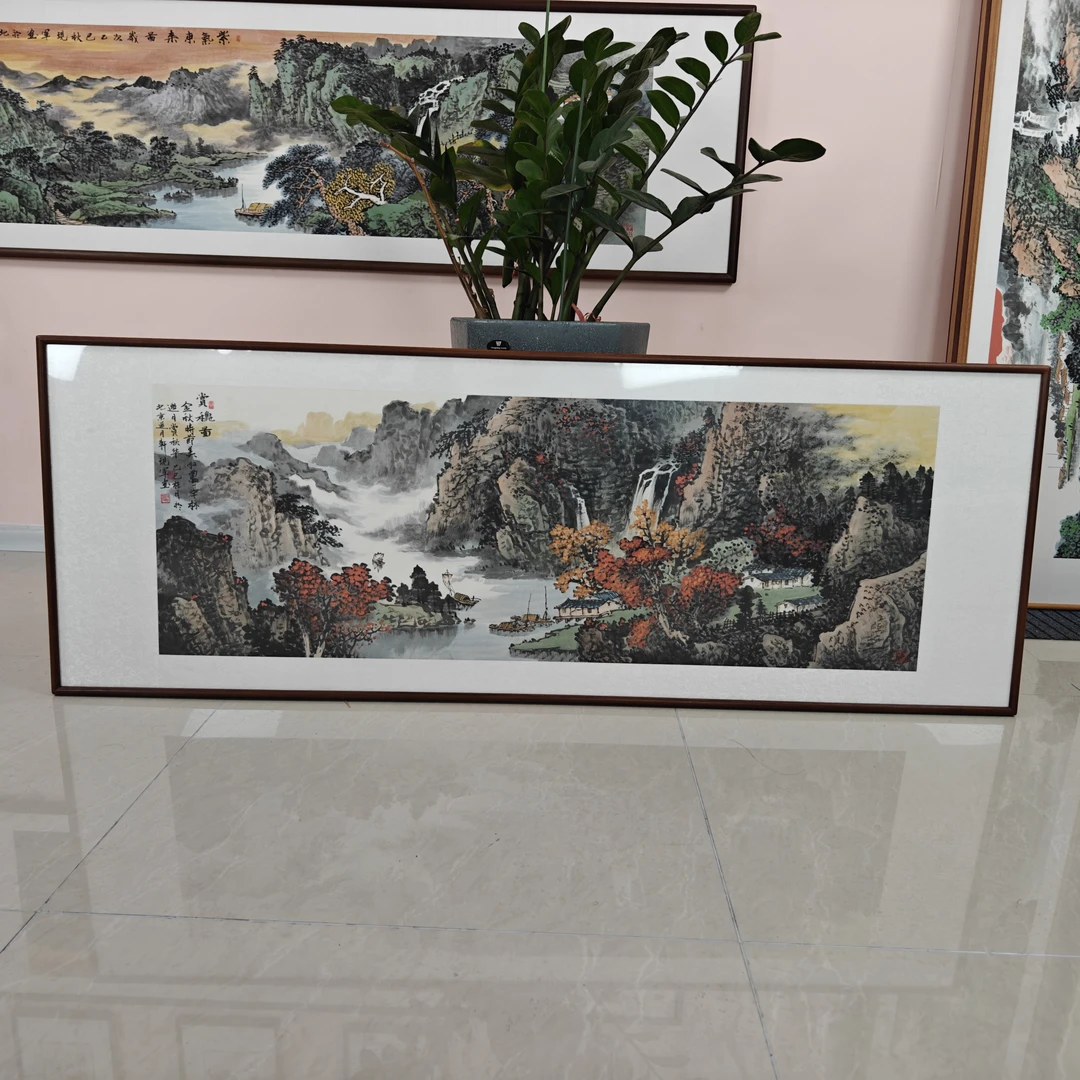 张现军手绘原创国画《赏秋图》尺码173*63厘米