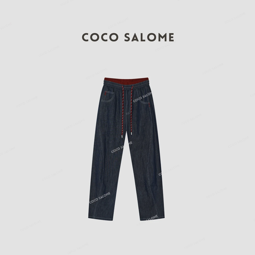 COCO SALOME⑥【麻牛仔】早春新款天丝亚麻柔软休闲牛仔长裤199Y