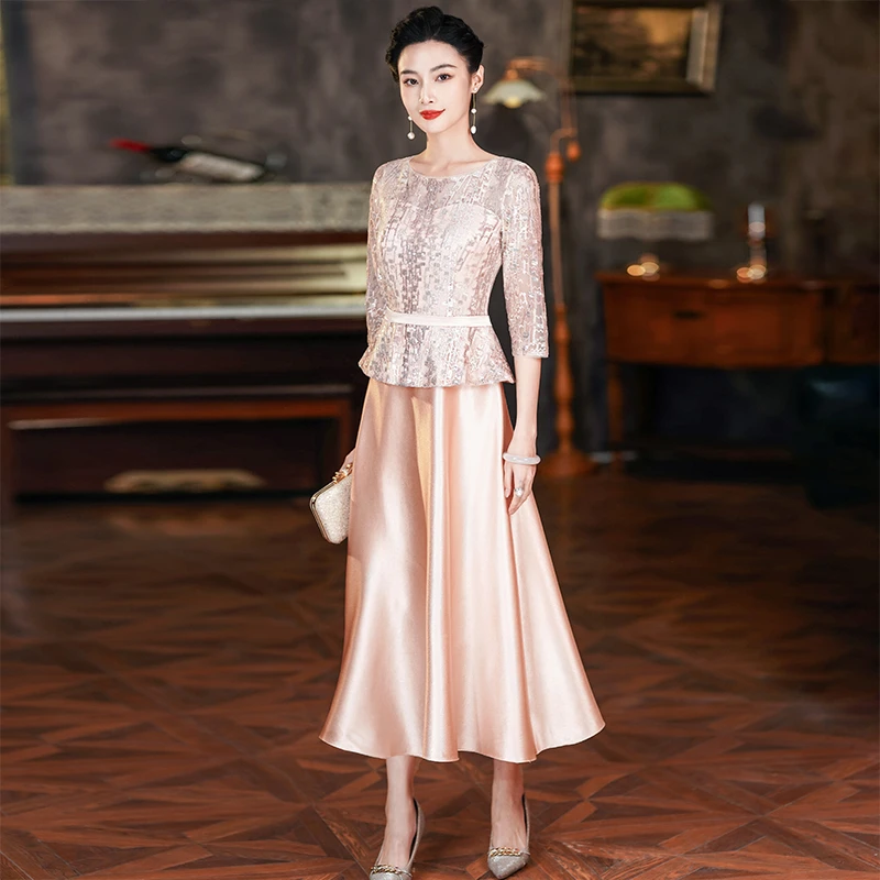 喜婆婆订婚服装礼服高端香槟色气质喜婆婆妈妈装2025新款爆款秋装