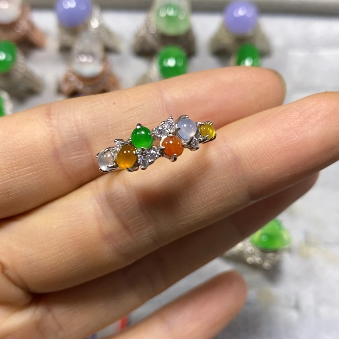 银S925镶嵌戒指翡翠戒指