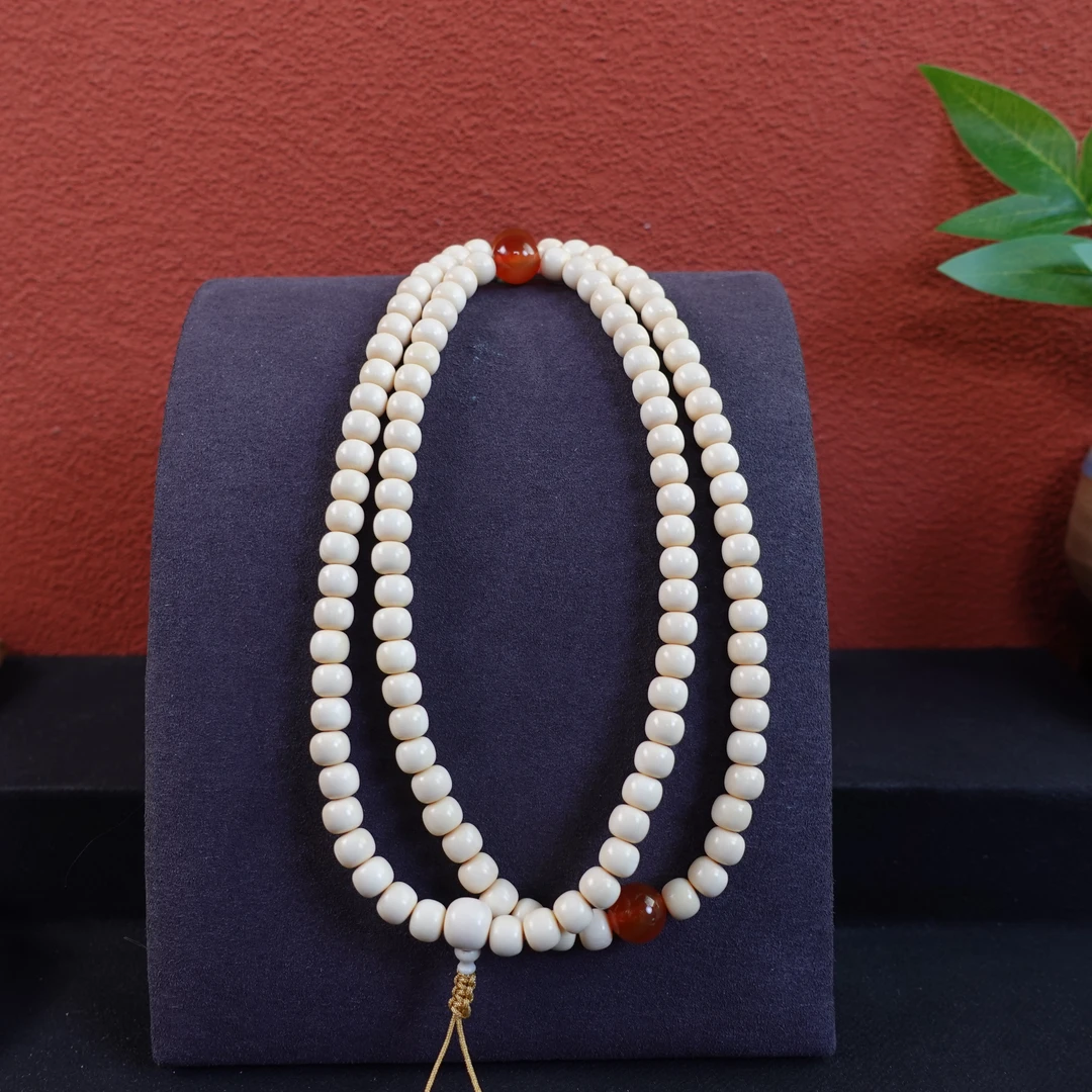 北京牙雕厂 猛犸牙108老型手串/项链6×7mm Y823-2