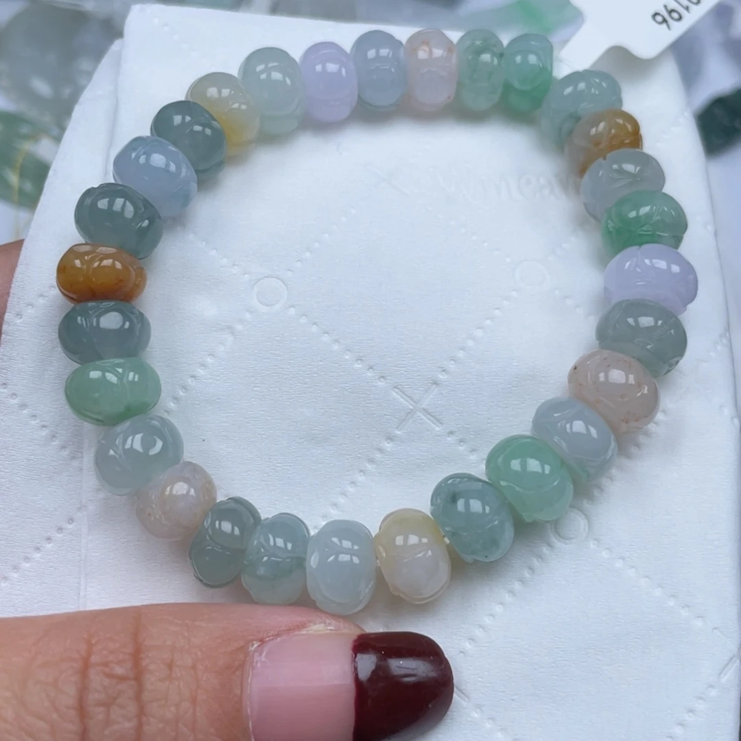 翡翠手链未镶嵌小****娃纯天然货a货缅甸翡翠包邮9.5mm