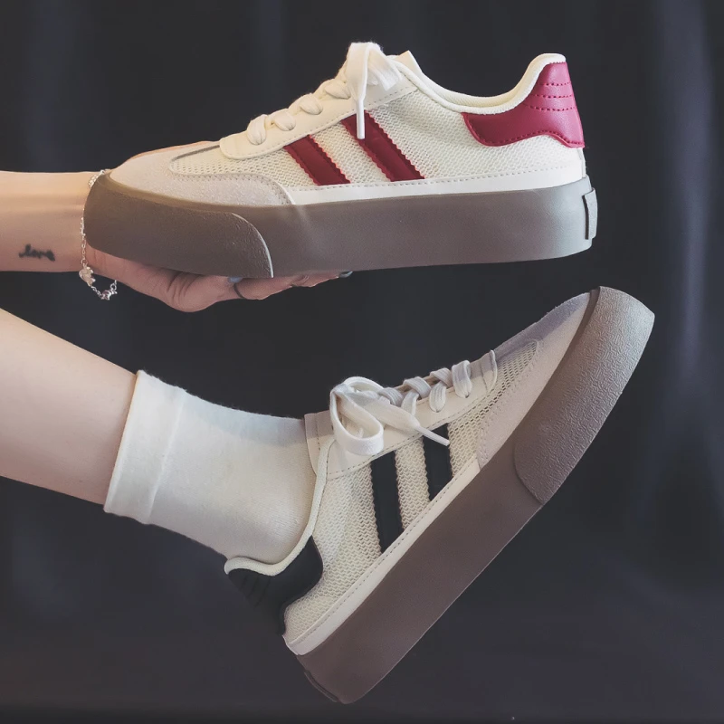 网面透气网鞋女休闲板鞋2024夏季镂空新款百搭厚底学生百搭帆布鞋