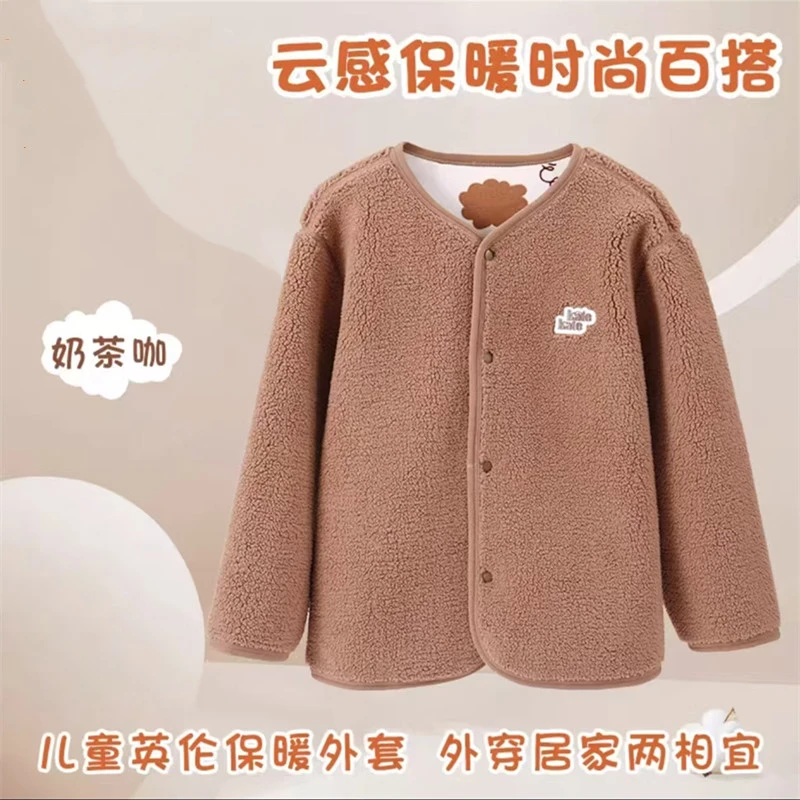 K3674 儿童外套男女童加绒开衫上衣保暖加厚外套 Q719-25091701