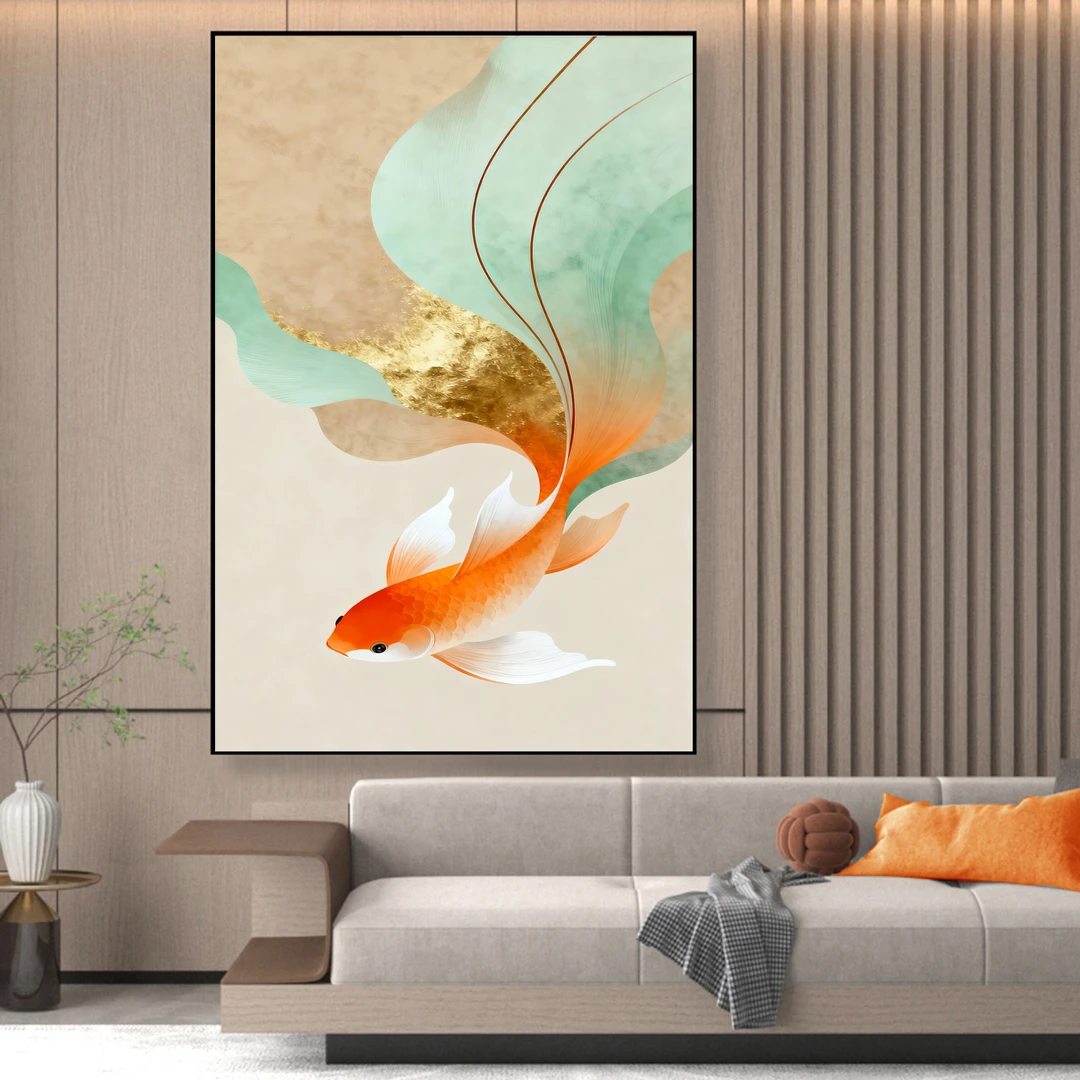 【鲲】北冥有鱼其名为鲲高级大气客厅画现代玄关画床头画沙发装饰画