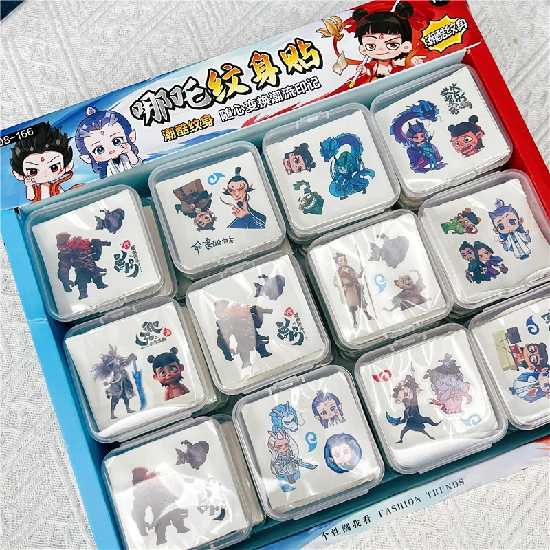 卡通可洗贴画哪吒纹身贴儿童沾水玩具仿真纹身贴纸个性可爱礼品