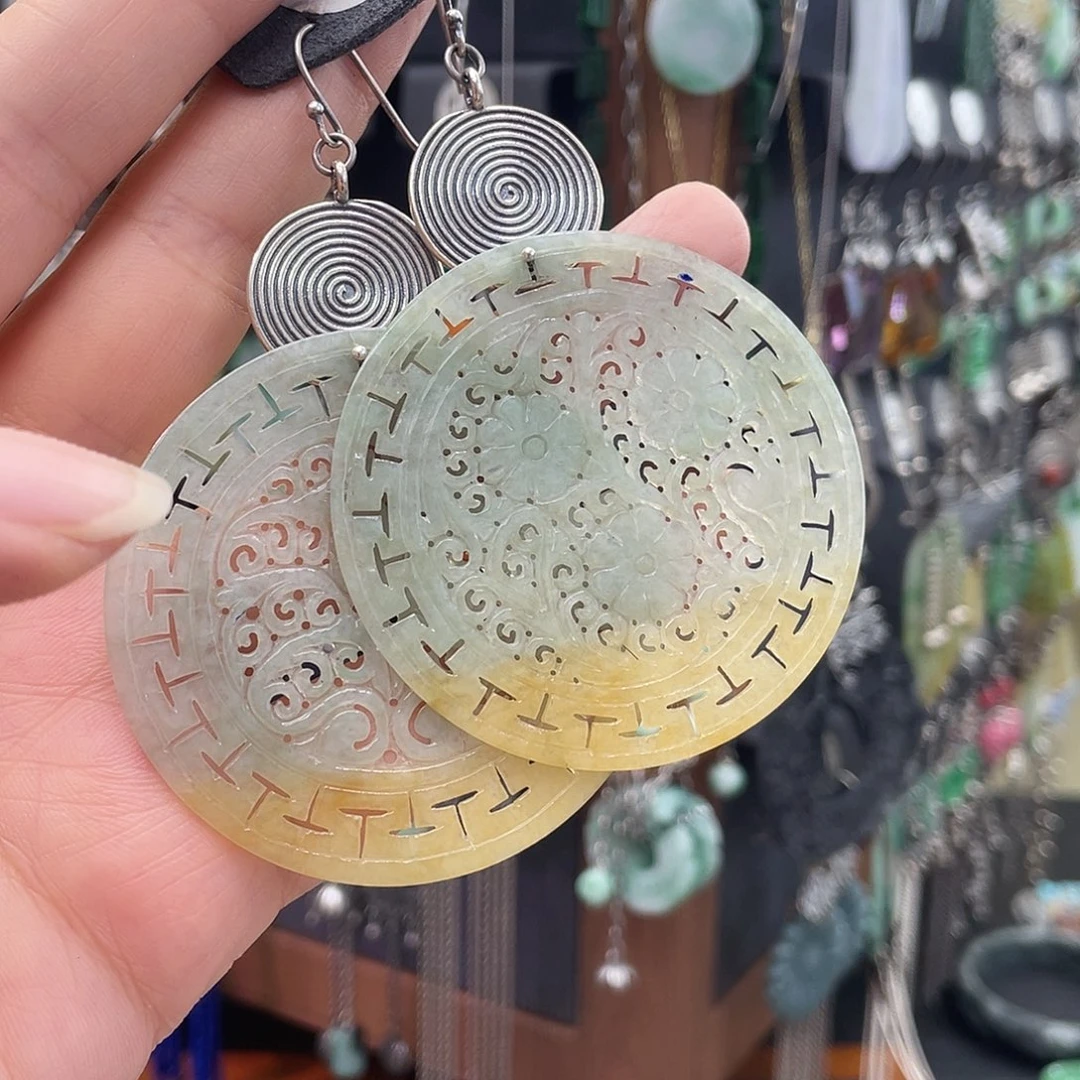 翡翠银S925镶嵌耳饰子*982fhbggb