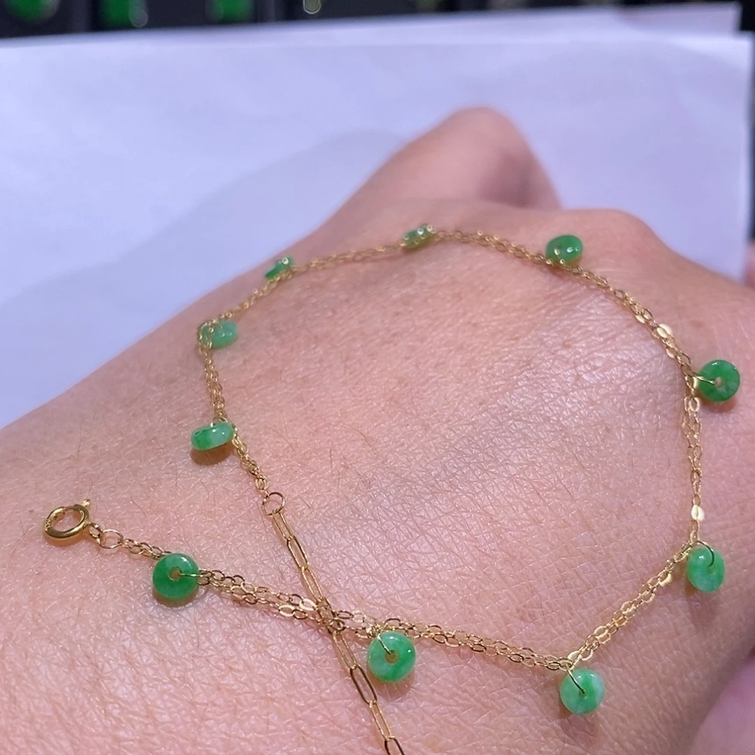 翡翠颈饰18K金镶嵌手链