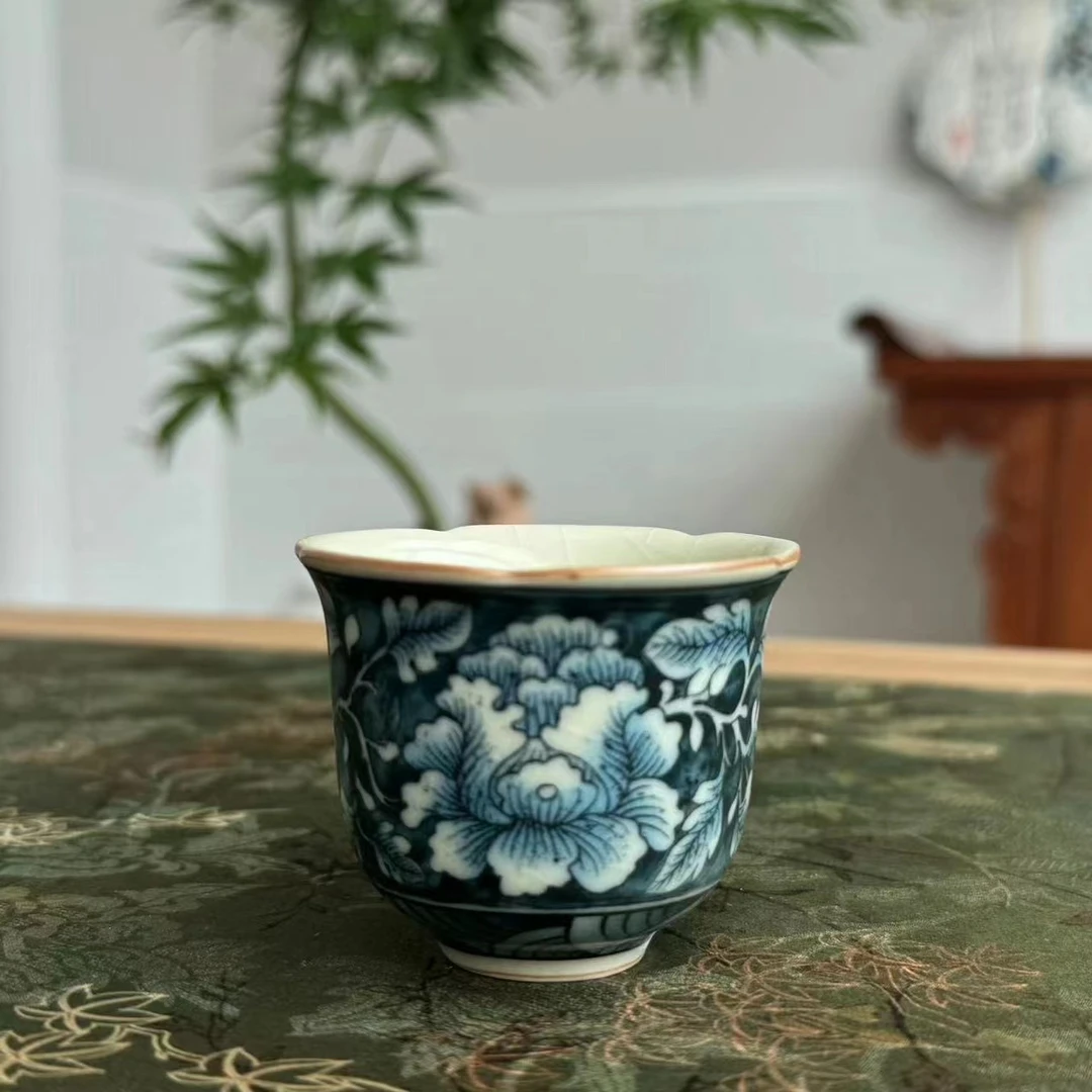 纳兰-汝窑繁花牡丹主人杯（花瓣杯）（NL015019A）