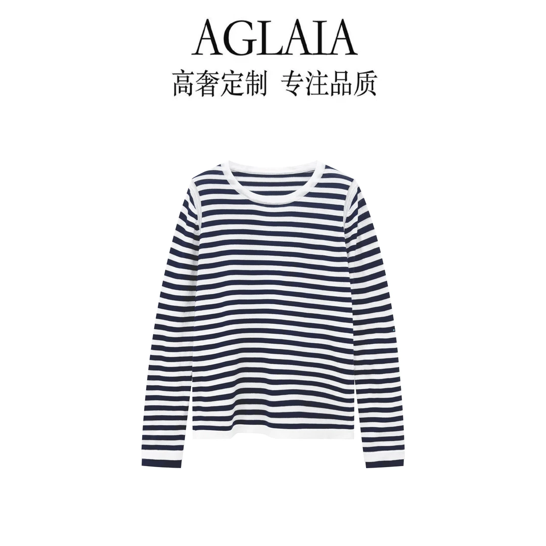 AGLAIA-春夏新款经典撞色条纹柔软亲肤宽松显瘦百搭针织衫6128