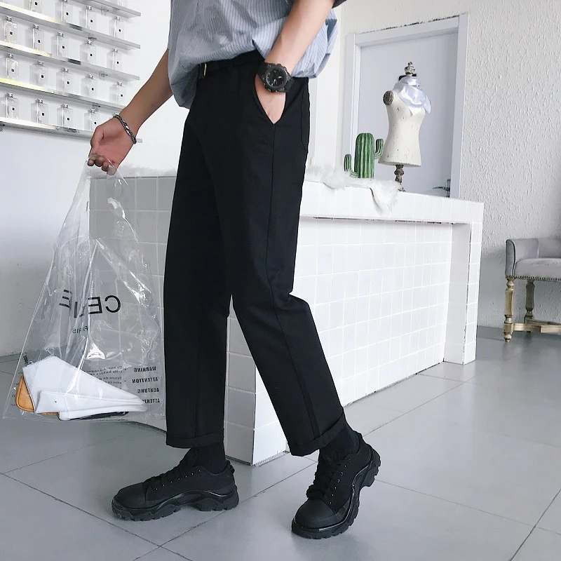 【11240包邮】2025春季新款青少年学生港风百搭纯色休闲九分裤潮