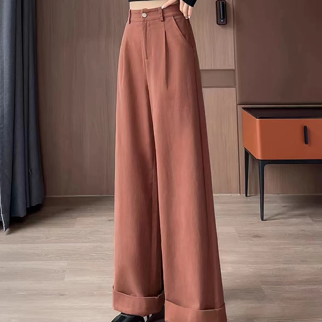 女士高腰休闲宽松直筒裤春季新款阔腿休闲时尚百搭2583