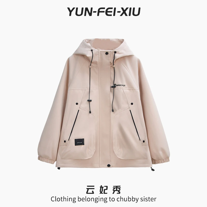 云妃秀大码女装外套时尚休闲宽松显瘦减龄百搭连帽上衣夏季0130