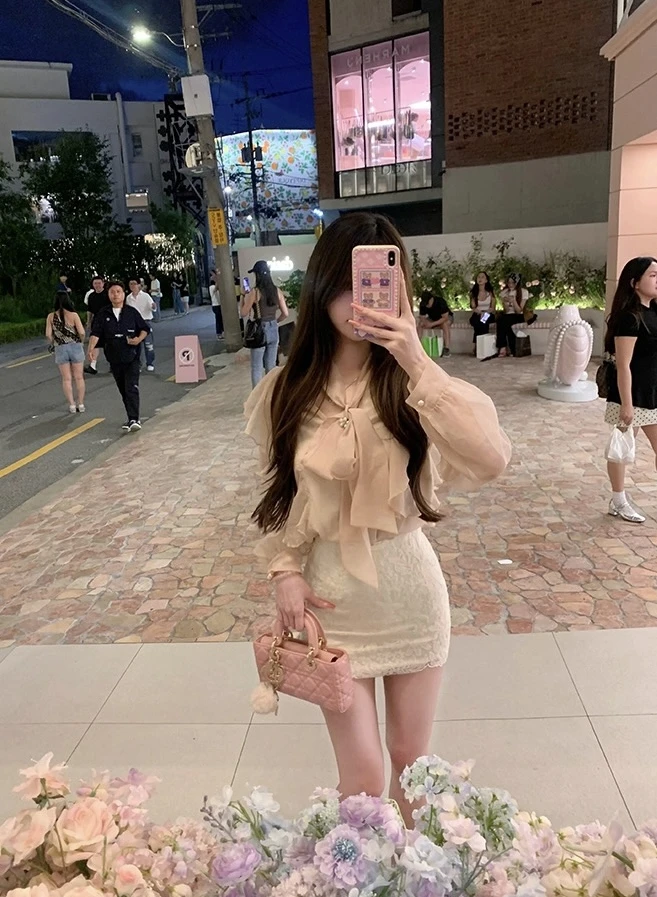 衬衫套装女新款秋包臀短裙两件套