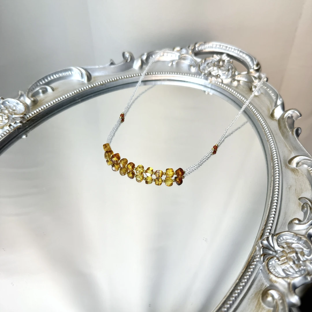 天然蜜蜡方糖项链