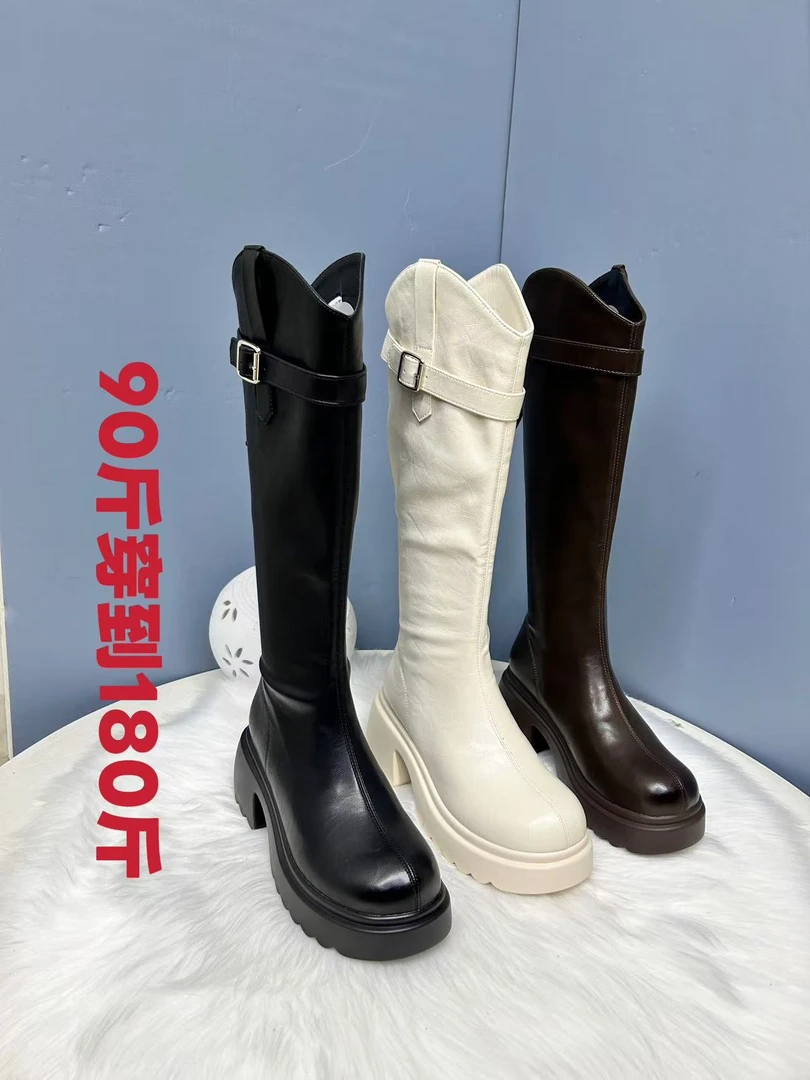 爆款长筒靴美拉德新款复古秋冬季靴子厚底骑士靴小个子不过膝长靴