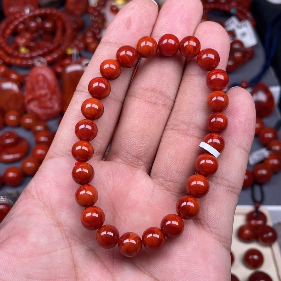 南红玛瑙未镶嵌瓦西南红圆珠手串8mm