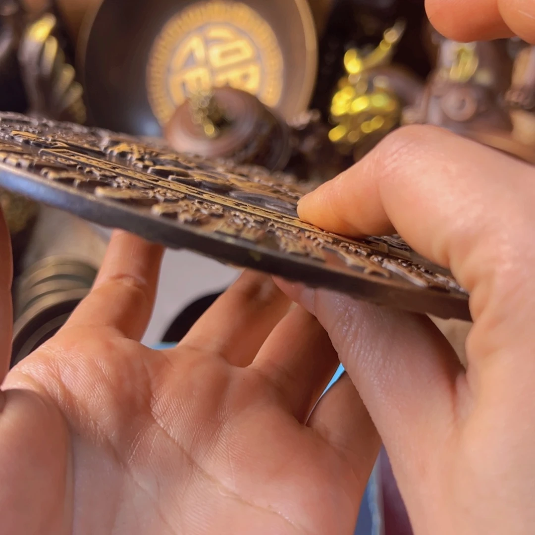 定制原矿风磨铜财神盘