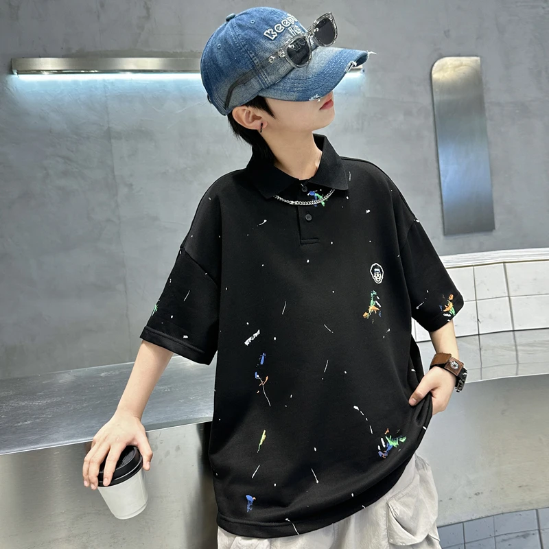 男童夏季POLO衫2025新款中大儿童男孩夏装短袖T恤夏款酷帅上衣潮t