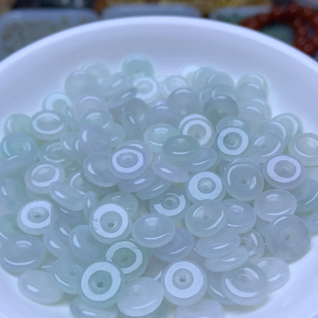 手链翡翠未镶嵌卡9冰透平安扣10个