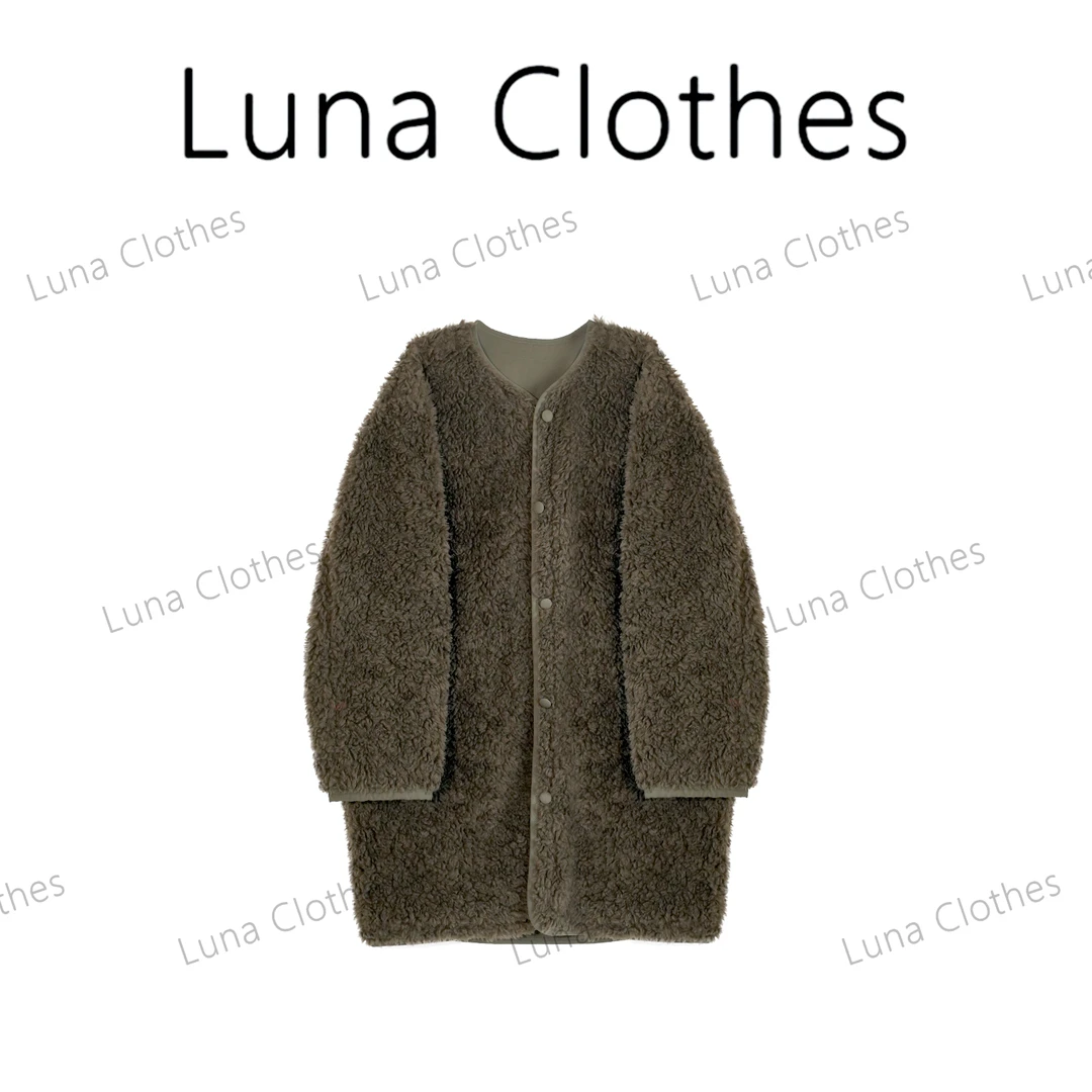 张妍LUNA‘柔森’正反两穿100绵羊毛宽松版型小圆领百搭外套81567