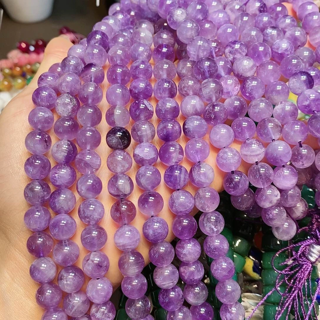 玛瑙/玉髓散珠天然紫水晶10mm一条