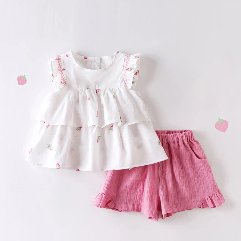 2025夏款女童套装夏天宝宝卡通两件套儿童短袖裤子套装