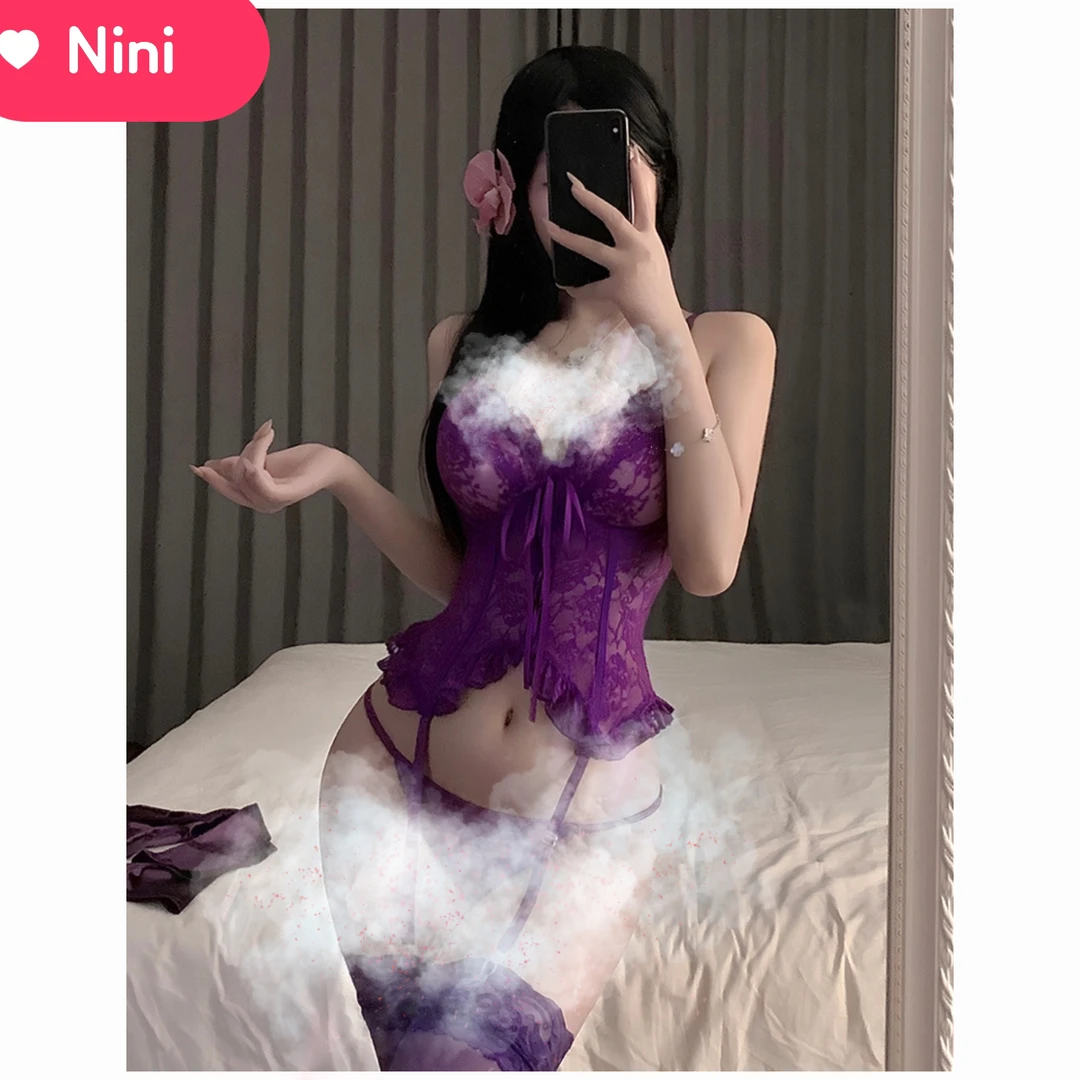 【 Nini】no退换 辣妺显瘦甜美纯欲蕾丝复古套装裙