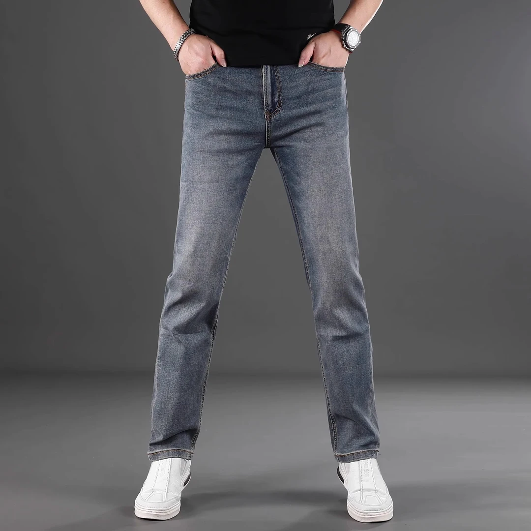 BALEYSWO复古水洗直筒男士牛仔裤2025新款夏季薄款修身高端长裤子