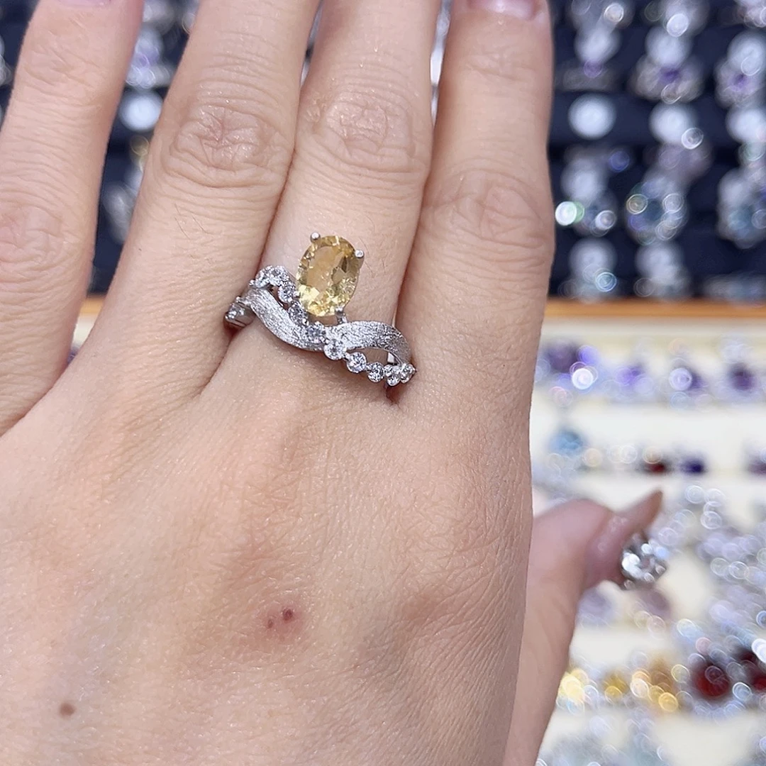 蛇纹石玉银S925镶嵌戒指