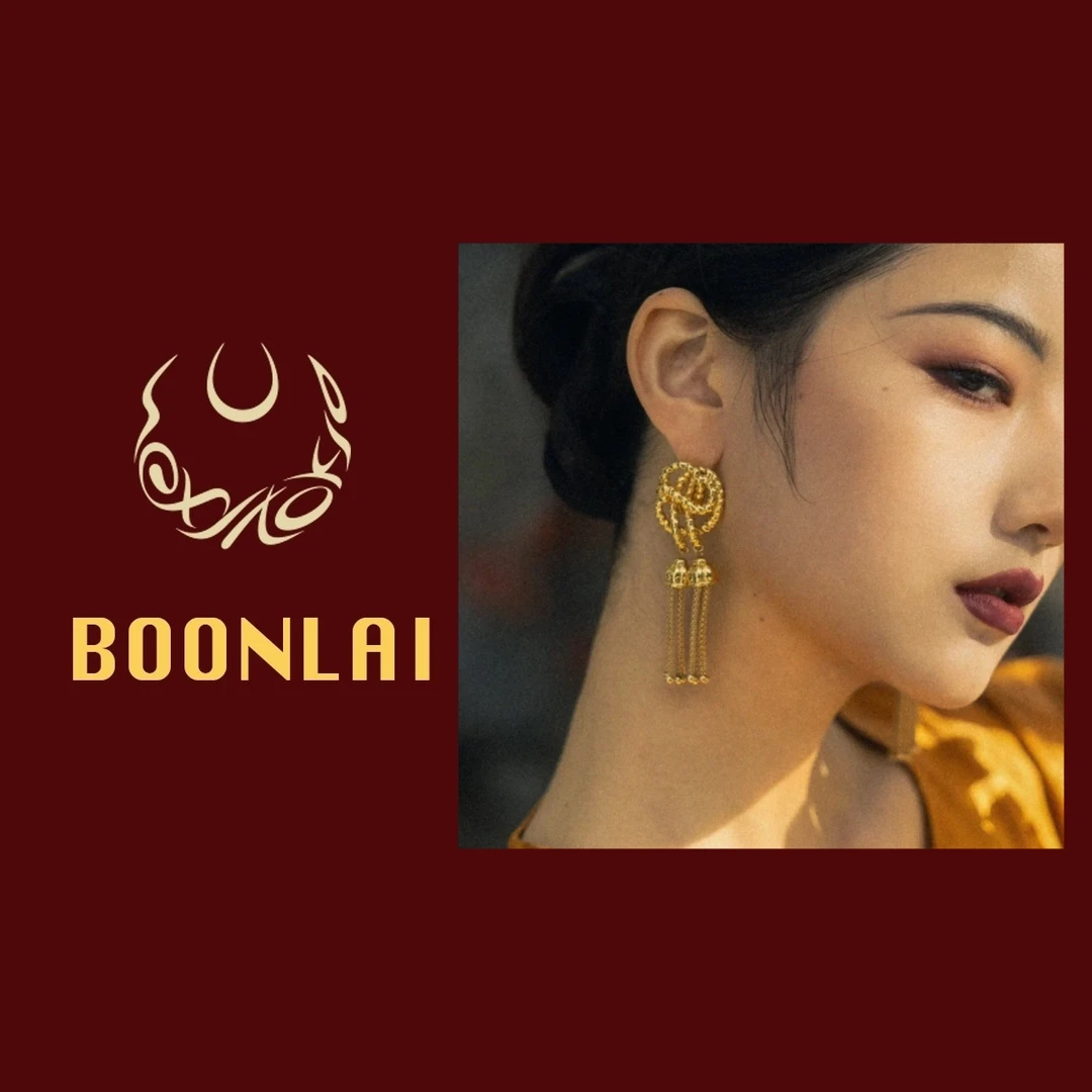 铜合金莫桑石耳饰 Boonlai 金色流苏时尚百搭气质耳环021