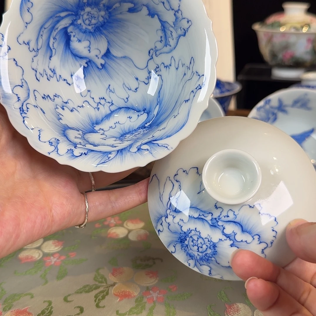 青樵轩繁花大容量盖碗