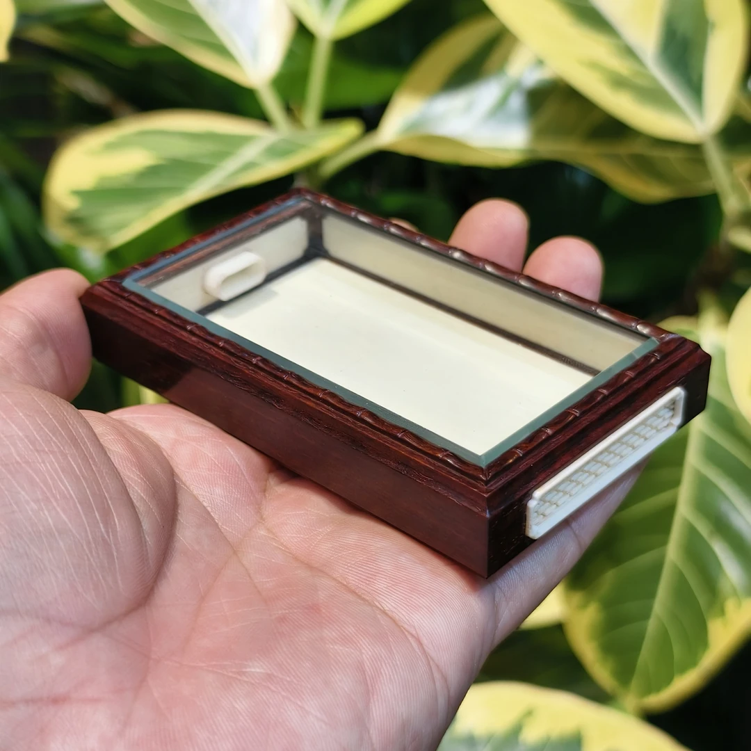 海派名家收藏款小叶紫檀镶嵌猛犸牙音窗黄蛉盒鸣虫盒蛉子盒仙子盒