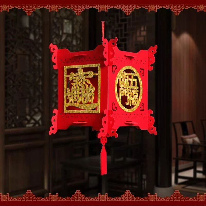 2025年中国风新年福字大灯笼宫灯鞭炮挂件室内装饰喜庆龙凤宫灯