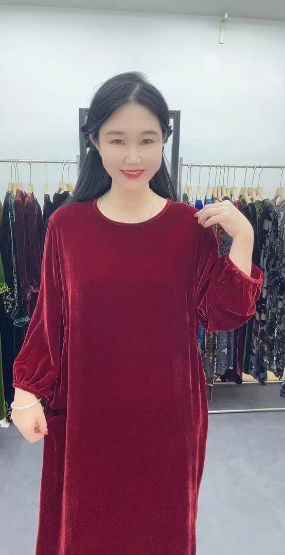 中老年桑蚕丝连衣裙宽松大码女装极简风定制款时尚气质款