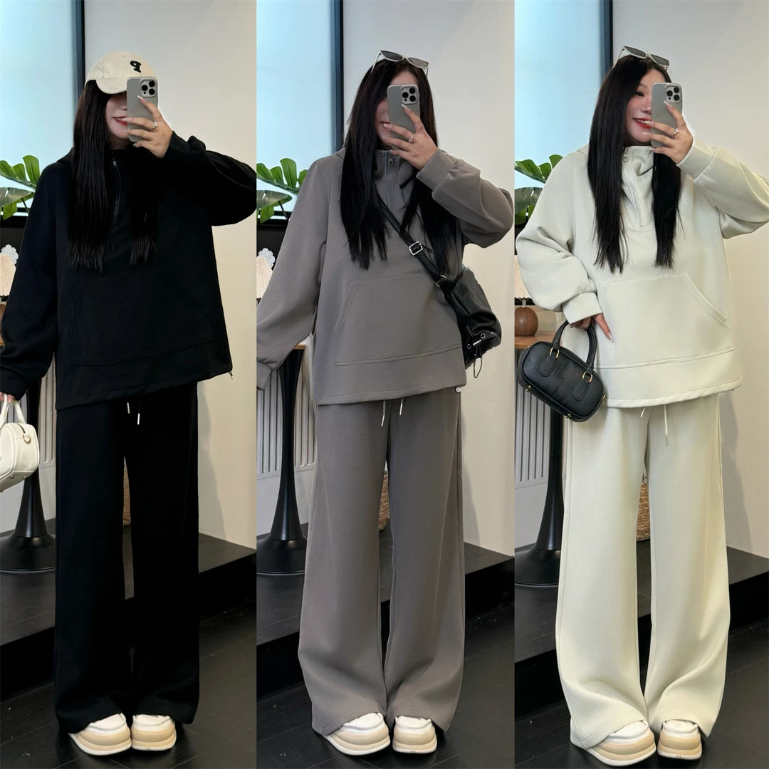 大码女装秋季宽松花契200斤胖mm慵懒松弛氛围感休闲套装18078-H