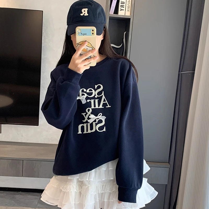 胖mm300斤卫衣女2025新款爆款春秋款薄款无帽圆领套头宽松秋冬ins