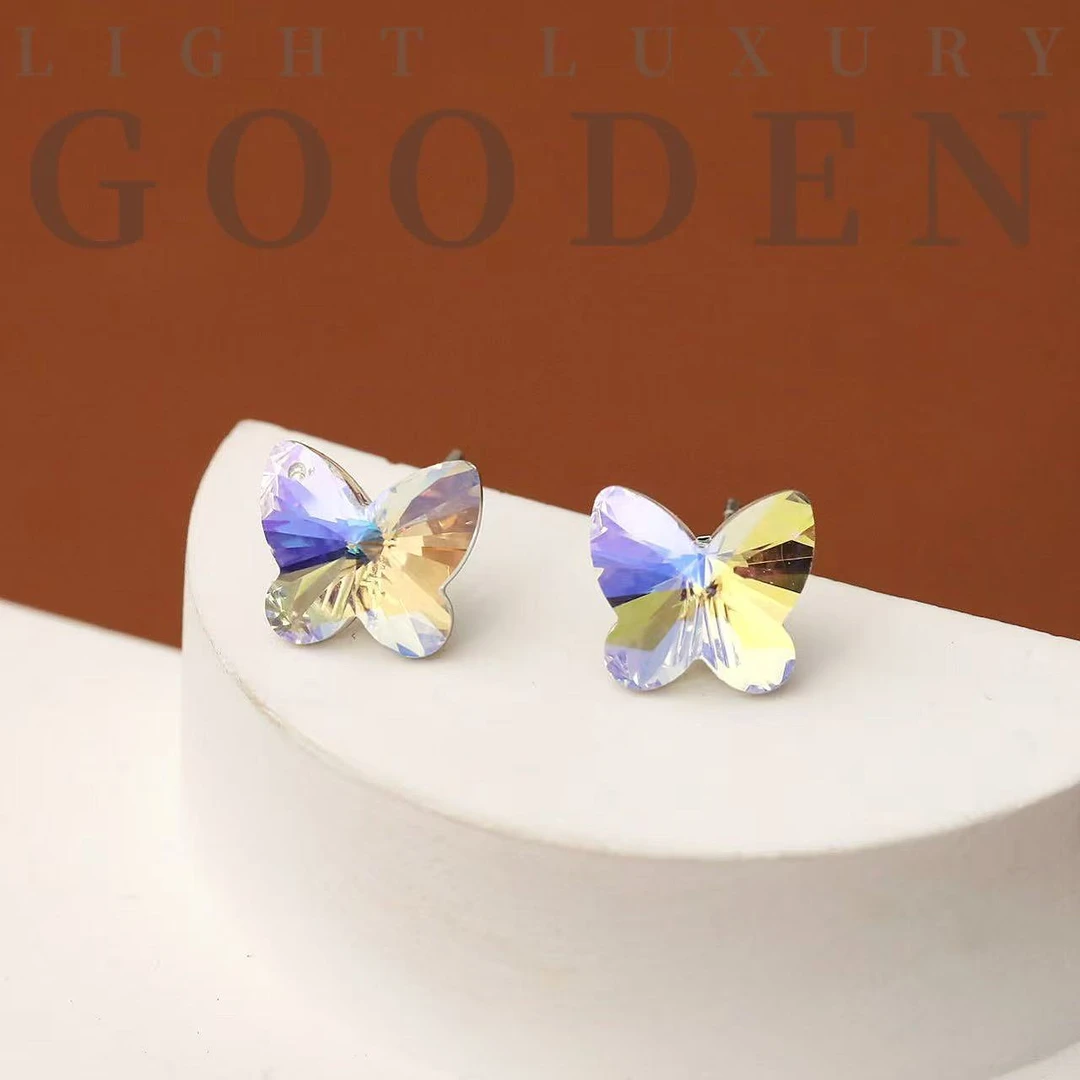 925银耳饰 Gooden岛家【彩蝶】少女简约百搭蝴蝶气质梦幻耳环