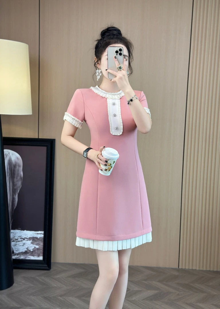 【珍珍粉丝专享】3041长袖钉珠深圳南油高端女装2025夏季新品连衣裙